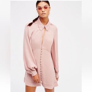 Free People Babetown Chic Pink Long Sleeve Dress